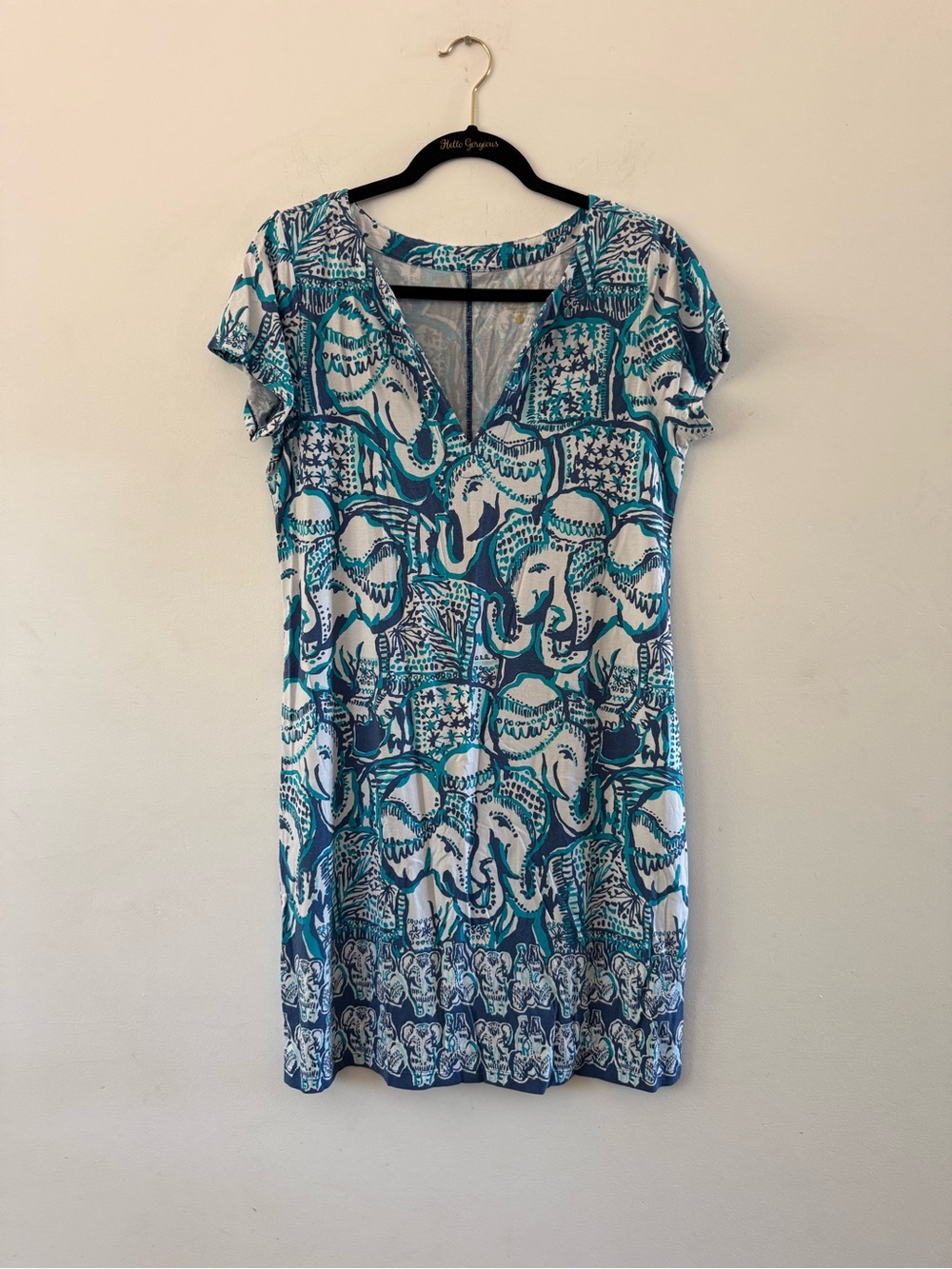 Lilly Pulitzer Sophiletta Mini T Shirt Dress Blue Keep on Trunkin Blue Medium